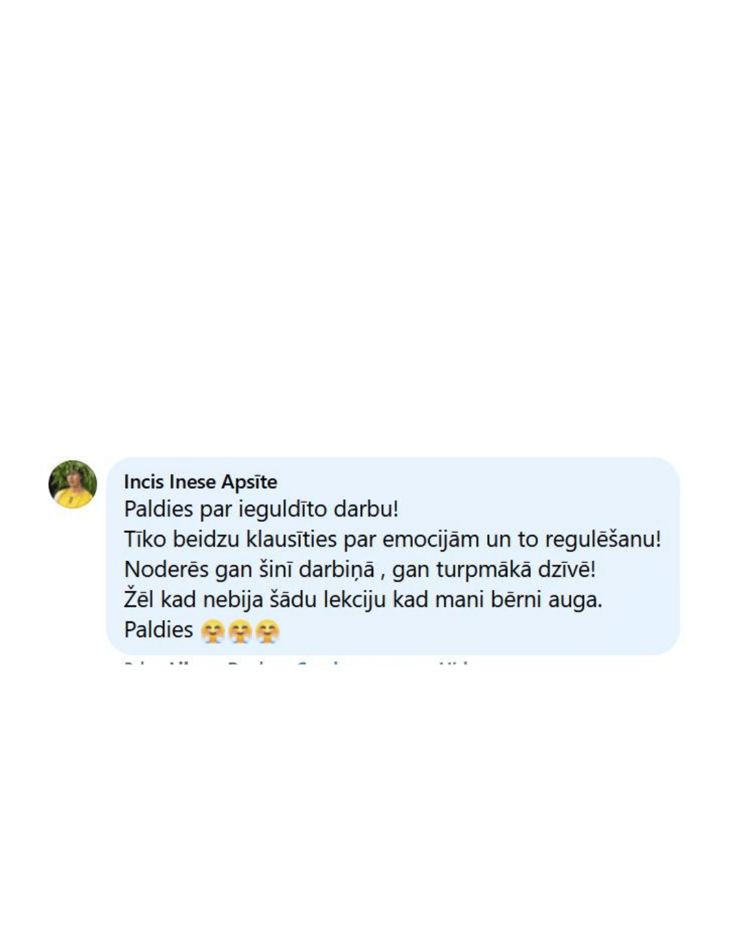 Atsauksme no vecāka