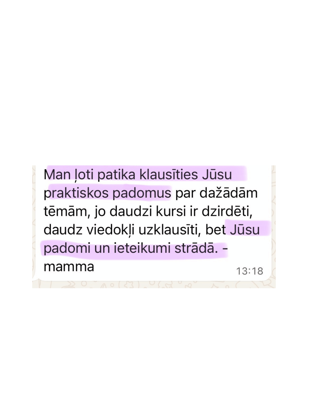 Atsauksme no vecāka